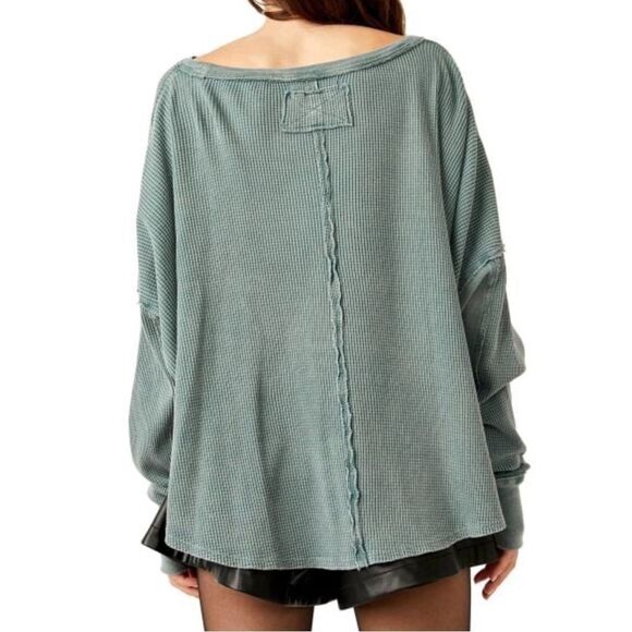 Free People Green Oversized Long Sleeve Sweatshirt - Picture 5 of 8